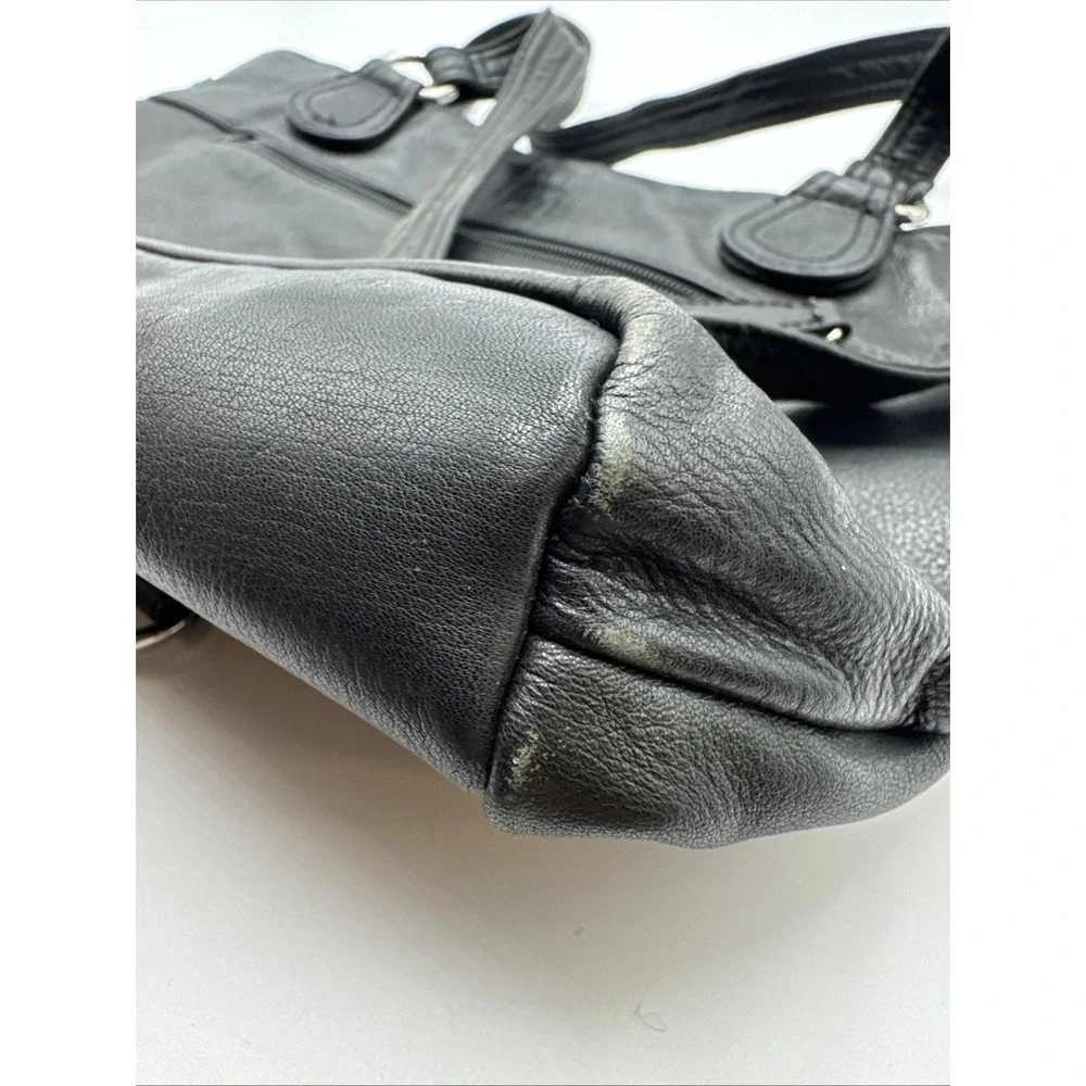 Stone Mountain Black Pebble leather Tote Bag Shoulder Bag Purse Y2K 90's 2000's